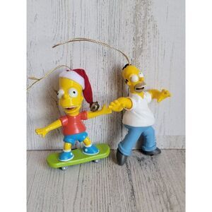 Vintage Simpsons Bart Homer skateboard ornament Xmas set